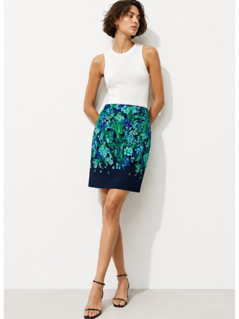 New Talbots floral pencil skirt